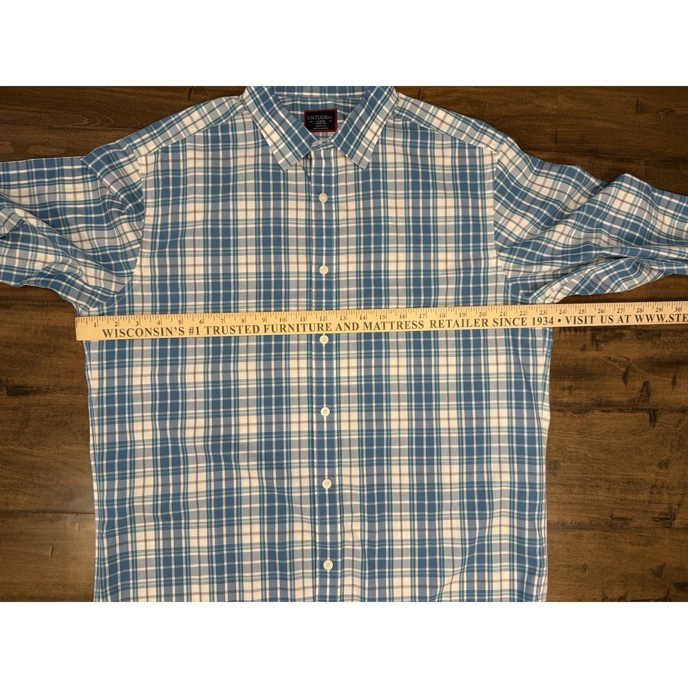 UNTUCKit Men's Blue, Checked, Long Sleeve, Cotton, Large - Picture 8 of 10